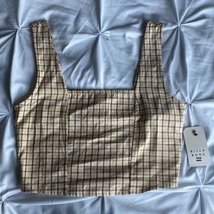 Beige plaid crop tank